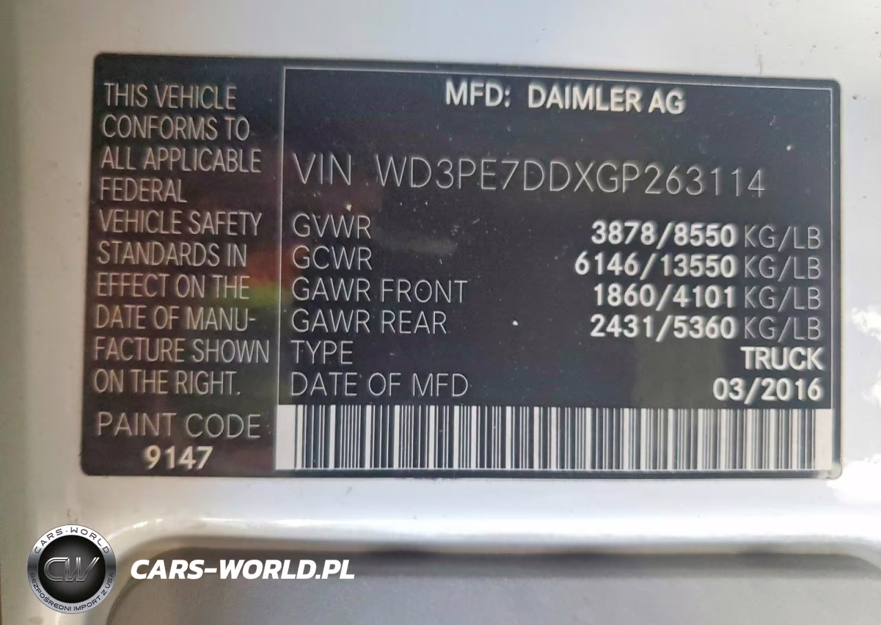 2016 Mercedes-Benz Sprinter 2500 VIN:WD3PE7DDXGP263114 - 13