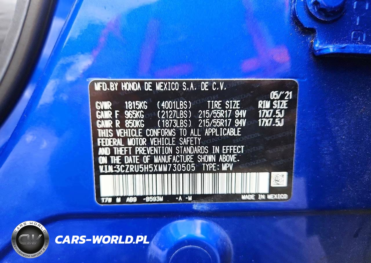 2021 Honda Hr-V Ex VIN:3CZRU5H5XMM730505 - 13