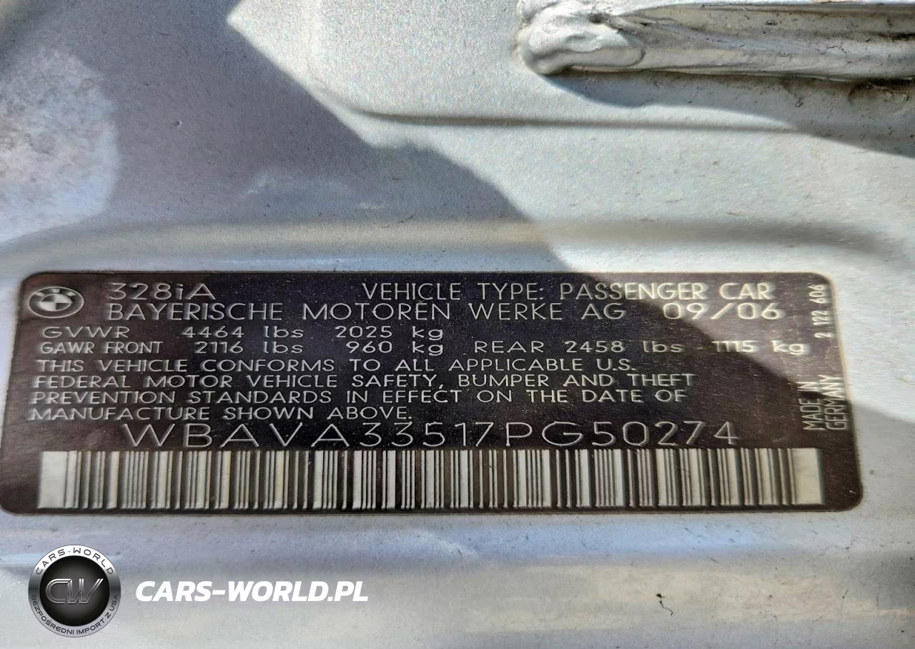 2007 BMW 328 I VIN:WBAVA33517PG50274 - 13