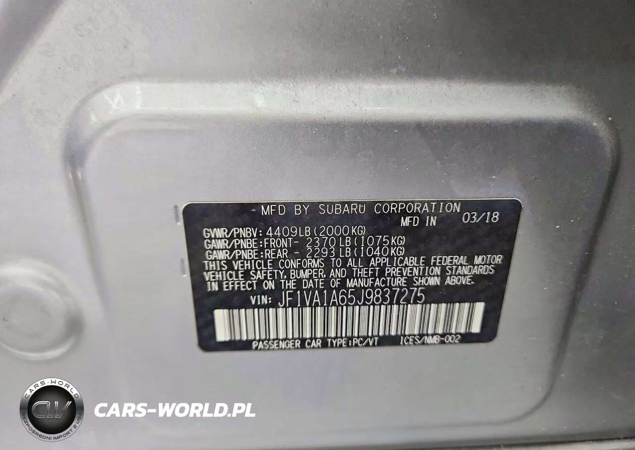 2018 Subaru Wrx VIN:JF1VA1A65J9837275 - 12