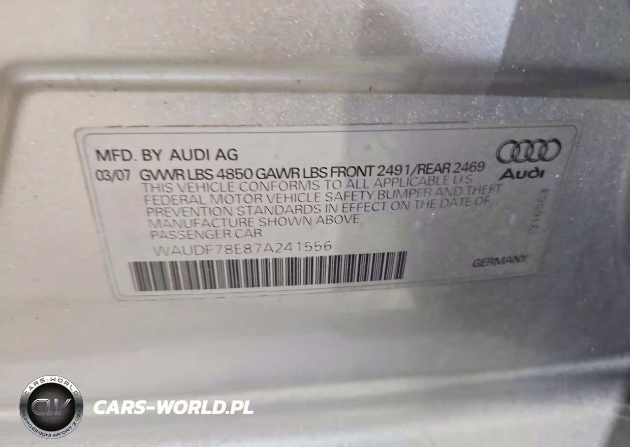 2007 Audi A4 2.0T Quattro VIN:WAUDF78E87A241556 - 12
