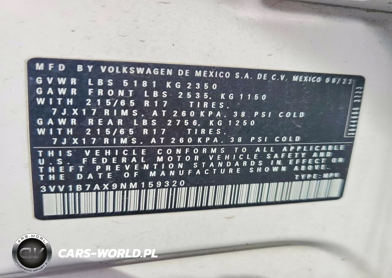 2022 Volkswagen Tiguan S VIN:3VV1B7AX9NM159320 - 13