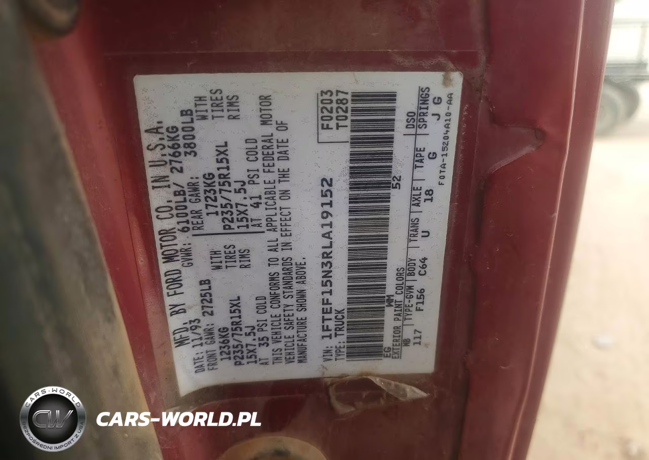 1994 Ford F150 VIN:1FTEF15N3RLA19152 - 12