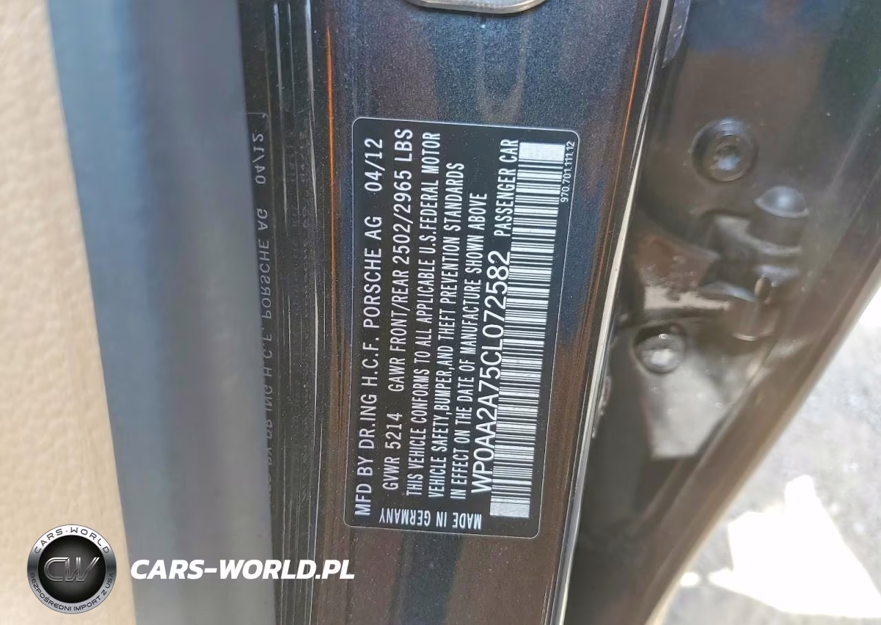2012 PORSCHE PANAMERA 4 VIN:WP0AA2A75CL072582 - 12