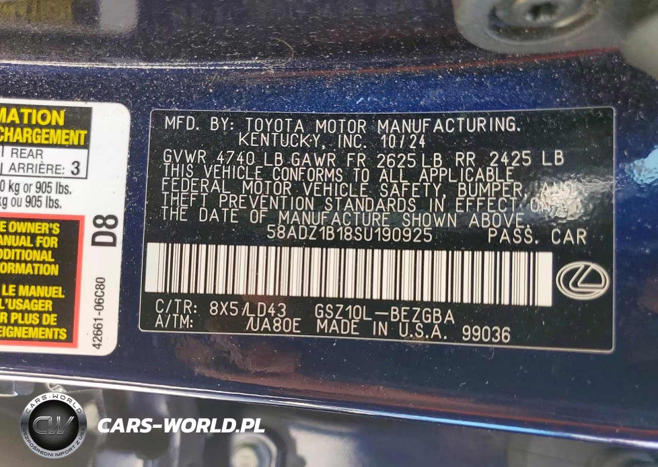 2025 Lexus Es 350 Base VIN:58ADZ1B18SU190925 - 13
