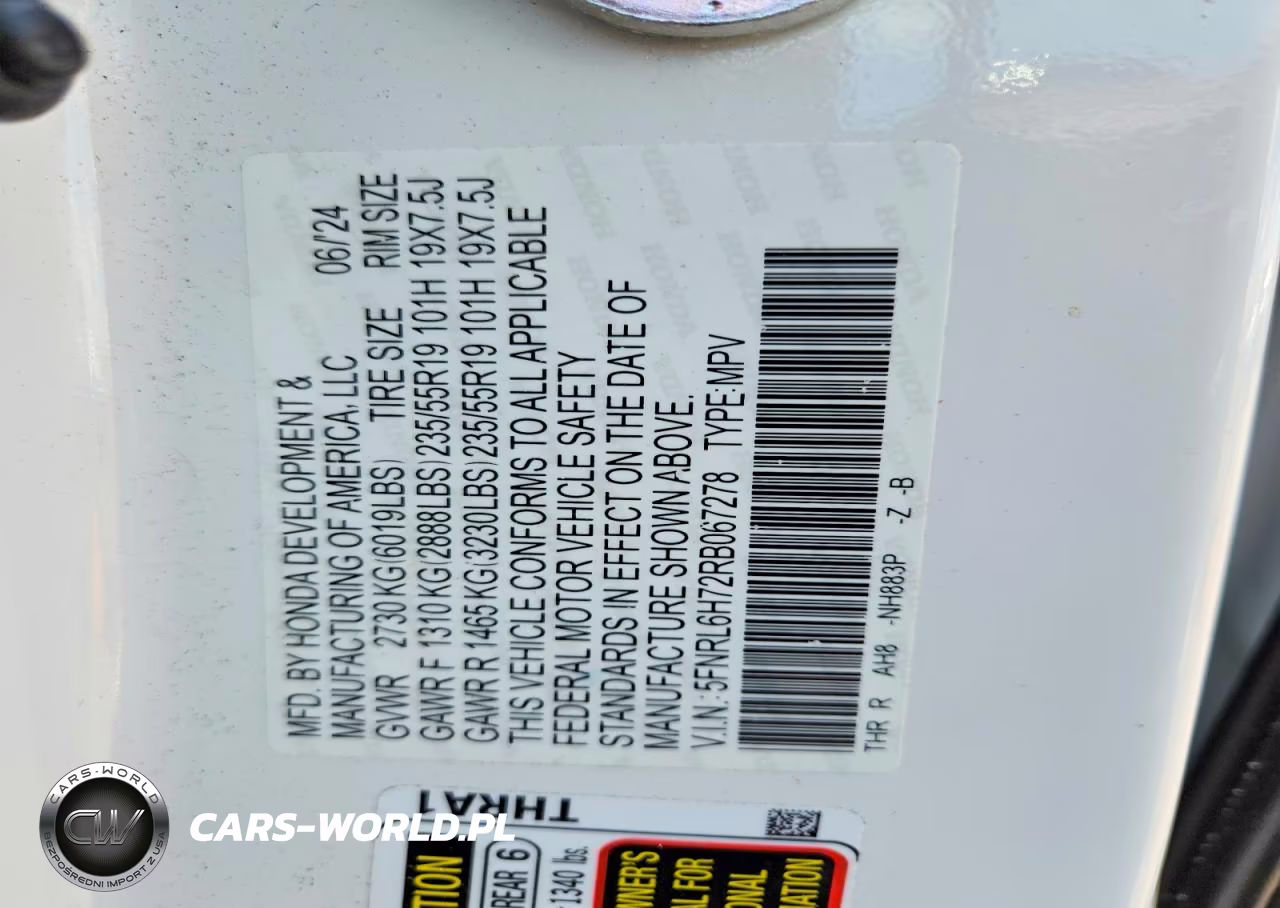 2024 Honda Odyssey Sport VIN:5FNRL6H72RB067278 - 14