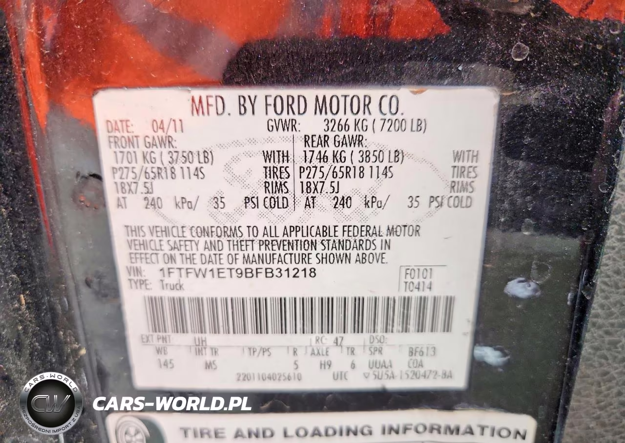 2011 Ford F150 Supercrew VIN:1FTFW1ET9BFB31218 - 12
