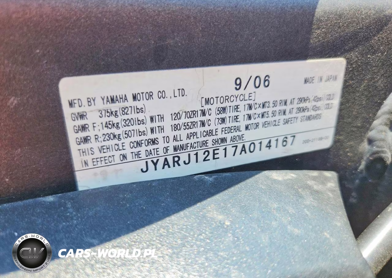 2007 Yamaha Yzfr6 L VIN:JYARJ12E17A014167 - 9