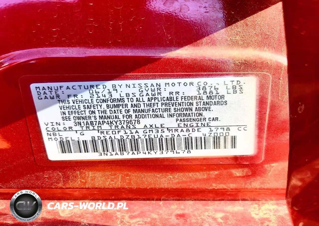 2019 Nissan Sentra Sv VIN:3N1AB7AP4KY379678 - 12