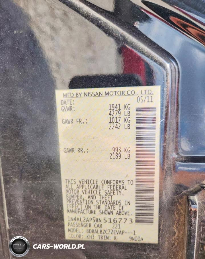 2011 Nissan Altima 2.5 VIN:1N4AL2AP5BN516773 - 12