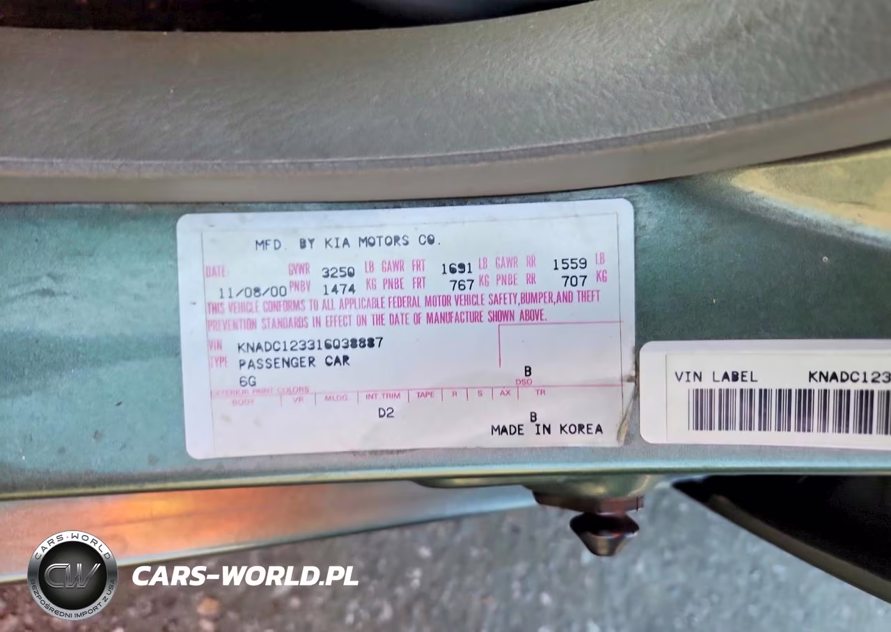 2001 Kia Rio Base VIN:KNADC123316038887 - 12