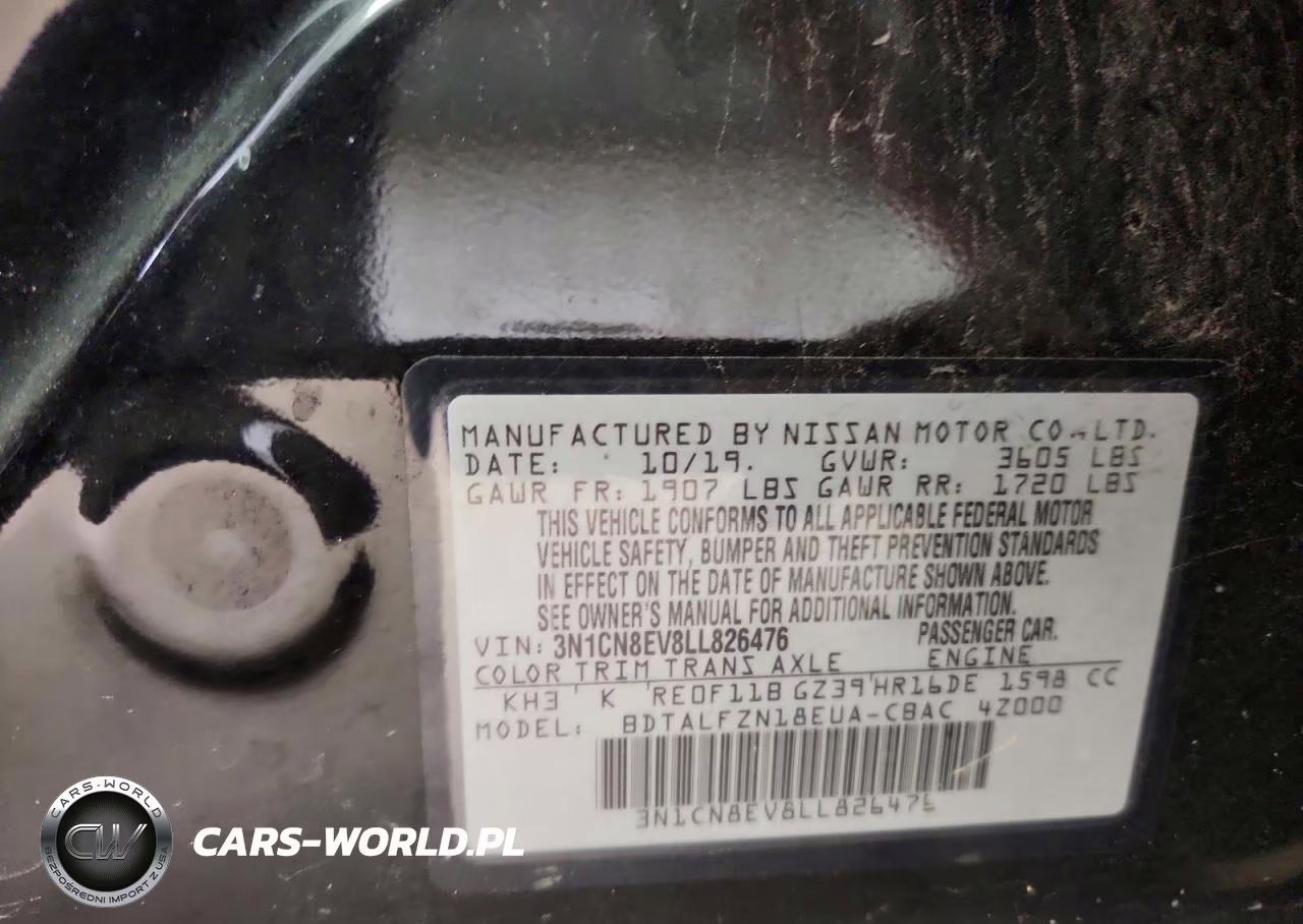 2020 Nissan Versa Sv VIN:3N1CN8EV8LL826476 - 12