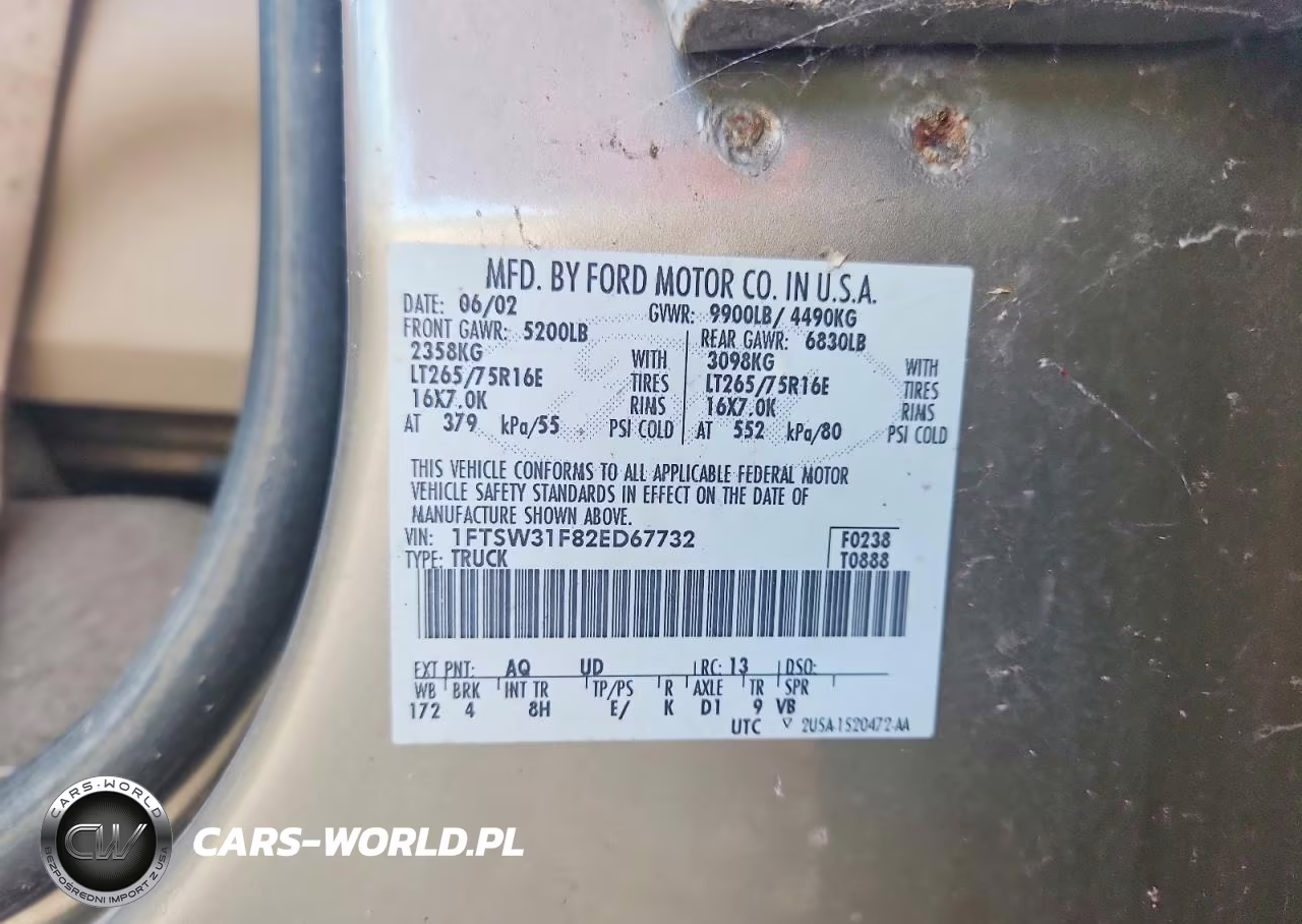 2002 Ford F350 Srw Super Duty VIN:1FTSW31F82ED67732 - 14