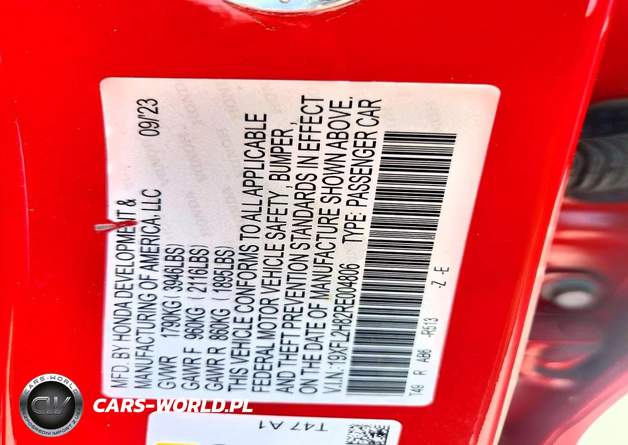 2024 Honda Civic Sport VIN:19XFL2H82RE004806 - 12