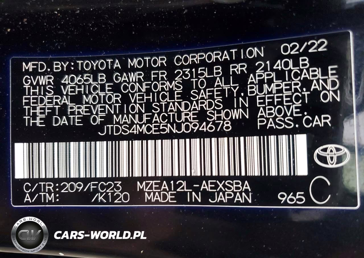 2022 Toyota Corolla Se VIN:JTDS4MCE5NJ094678 - 12