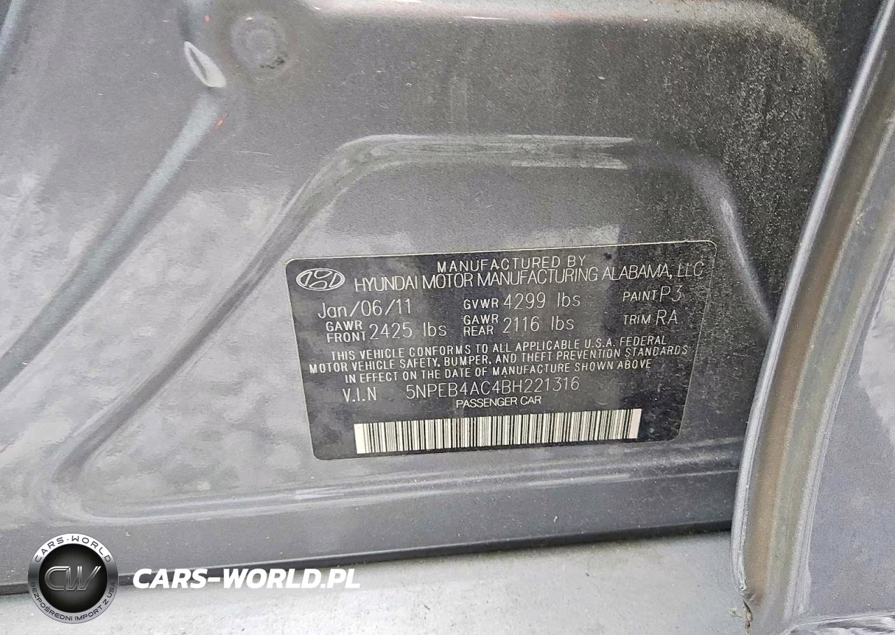 2011 Hyundai Sonata Gls VIN:5NPEB4AC4BH221316 - 12