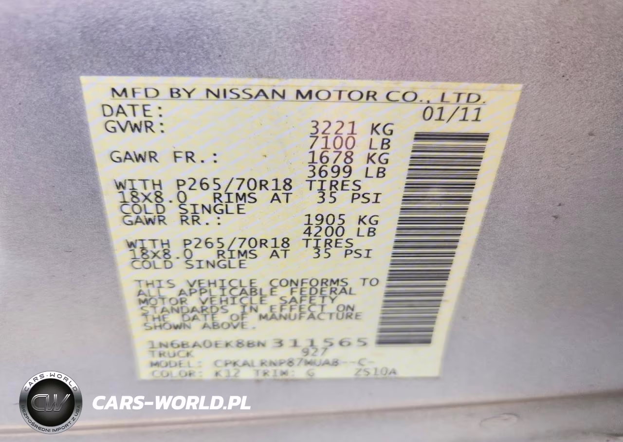 2011 Nissan Titan S VIN:1N6BA0EK8BN311565 - 12