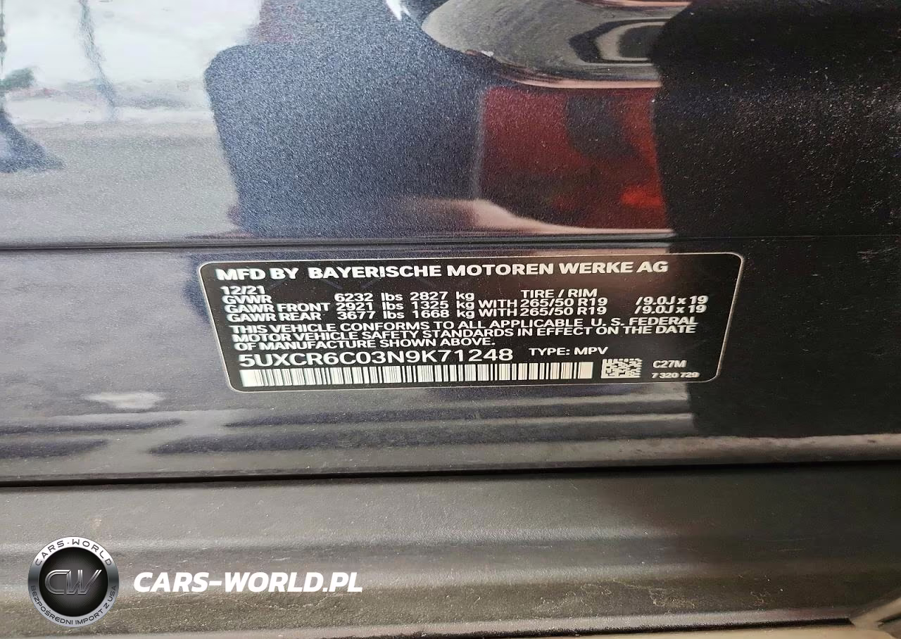 2022 BMW X5 VIN:5UXCR6C03N9K71248 - 12