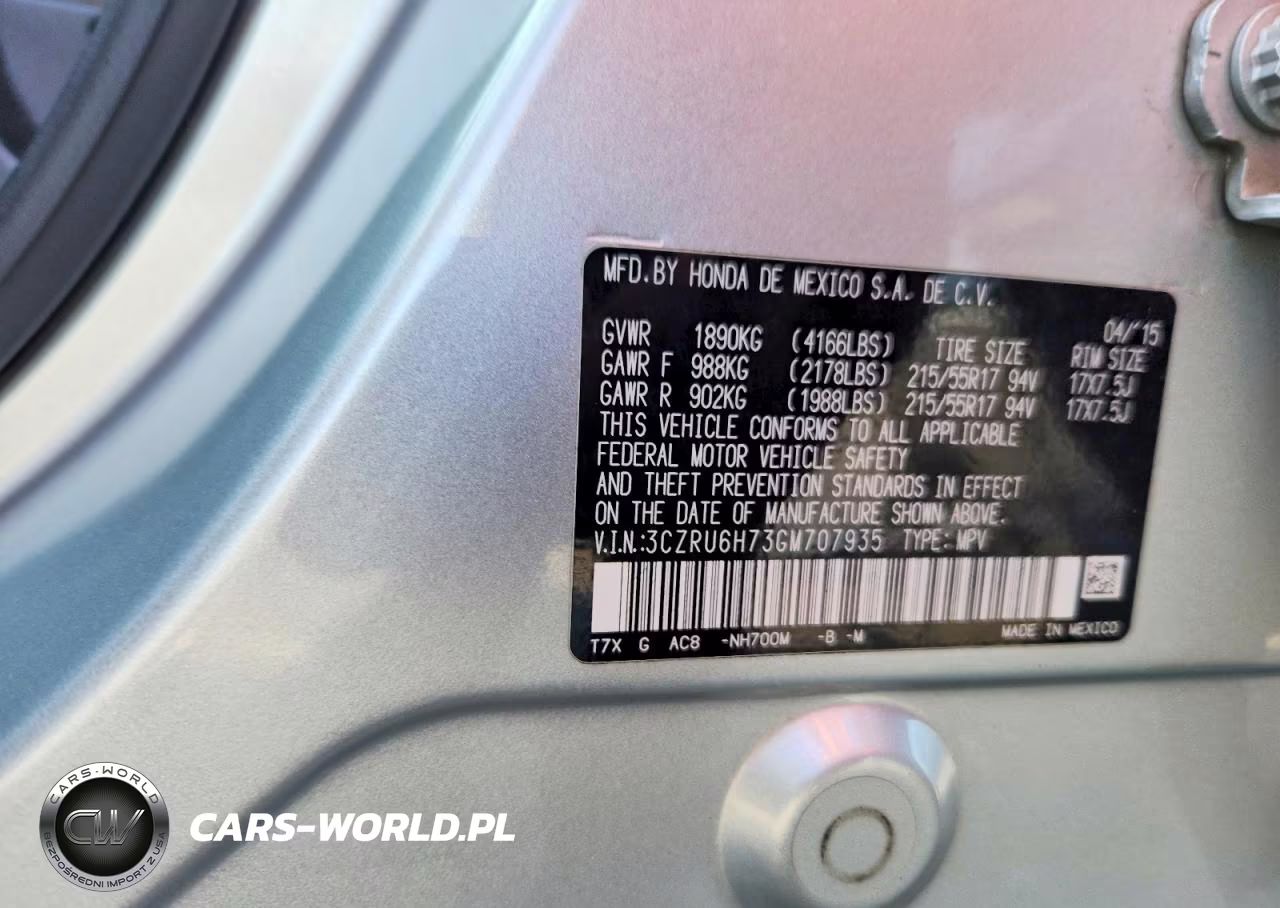 2016 Honda Hr-V Exl VIN:3CZRU6H73GM707935 - 13