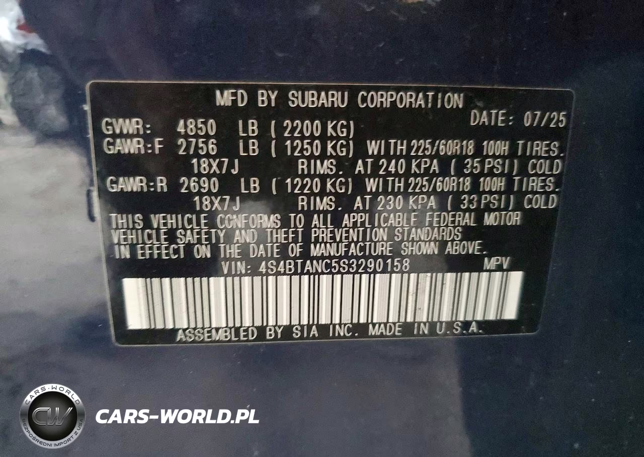2025 Subaru Outback Limited VIN:4S4BTANC5S3290158 - 13