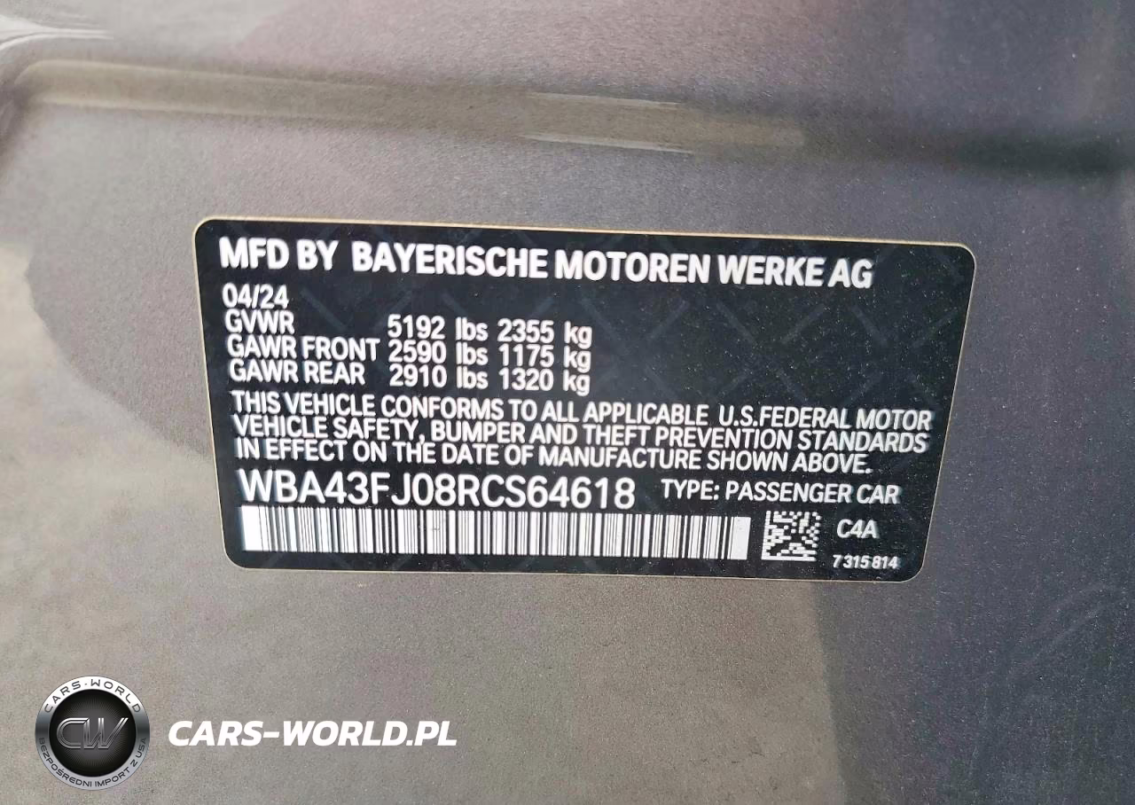 2024 BMW 530 I VIN:WBA43FJ08RCS64618 - 12