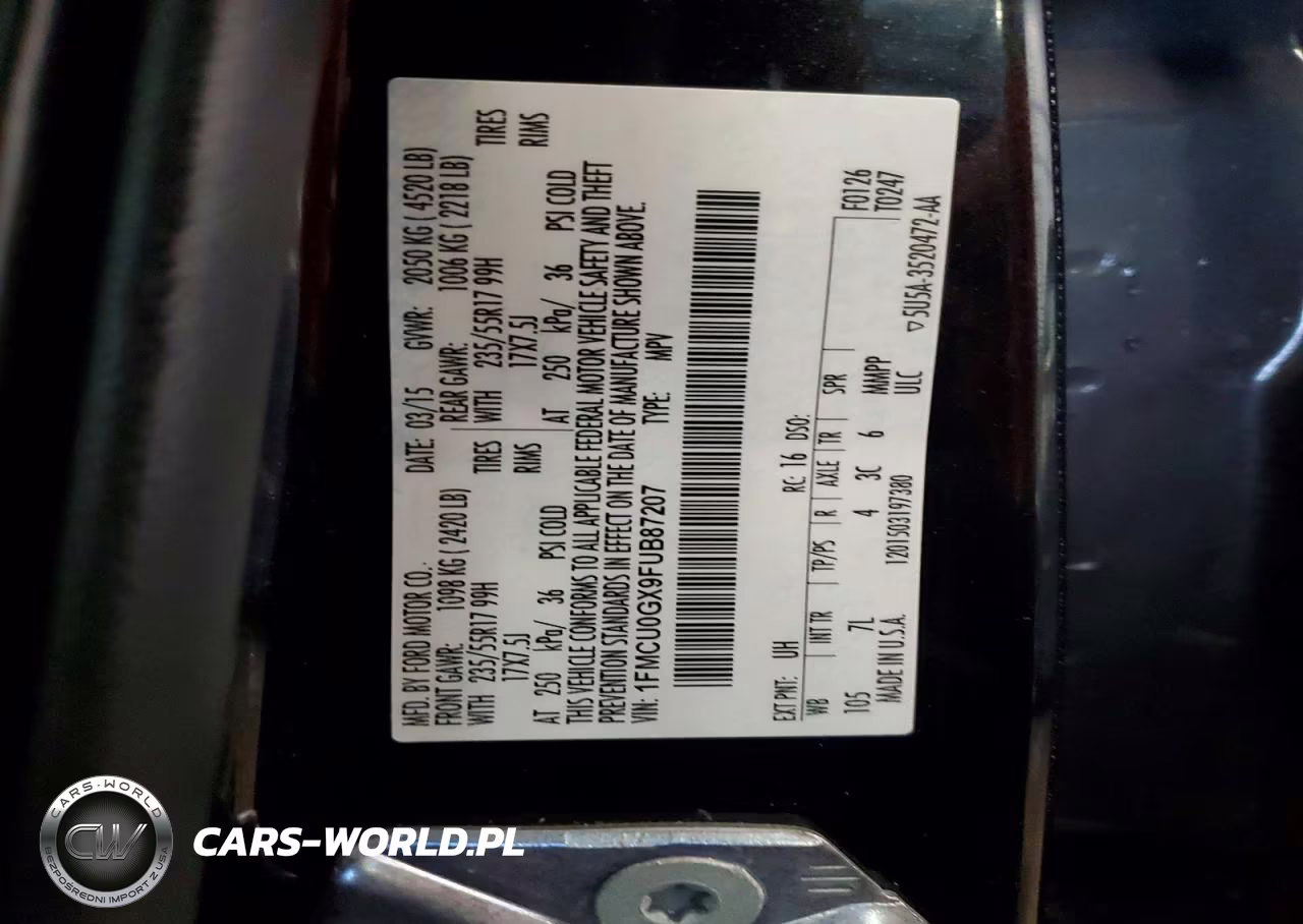 2015 Ford Escape Se VIN:1FMCU0GX9FUB87207 - 13