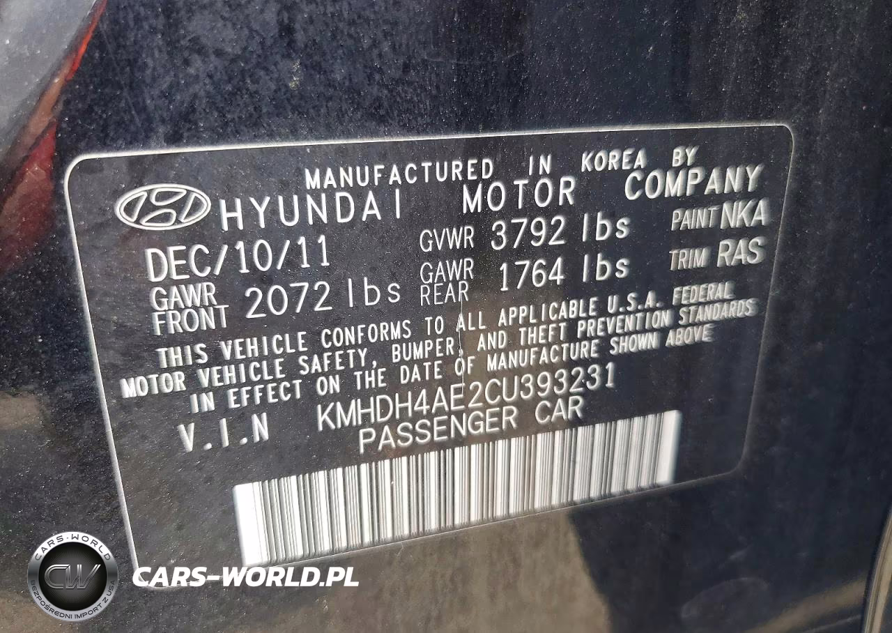 2012 Hyundai Elantra Limited VIN:KMHDH4AE2CU393231 - 12