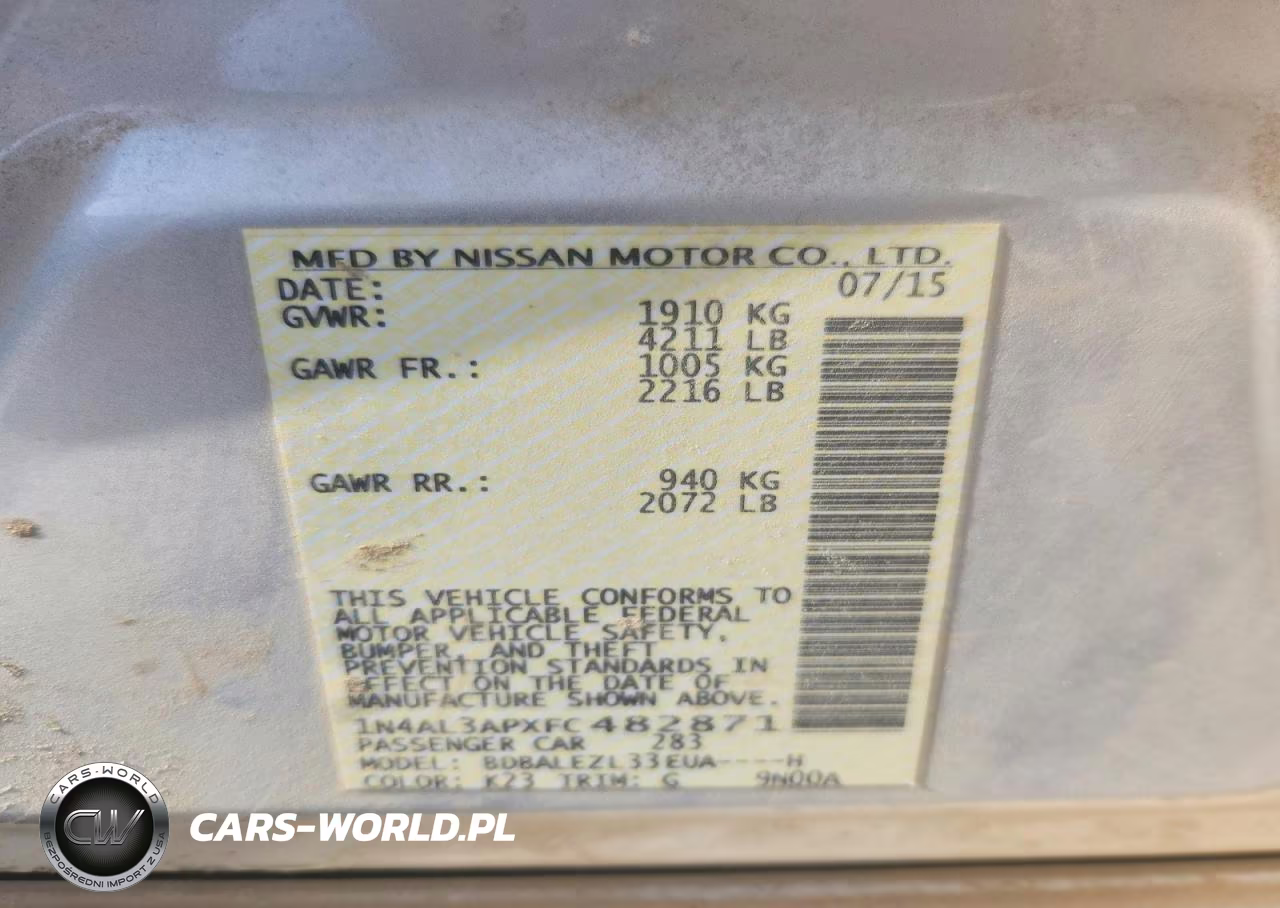 2015 Nissan Altima 2.5 S VIN:1N4AL3APXFC482871 - 13
