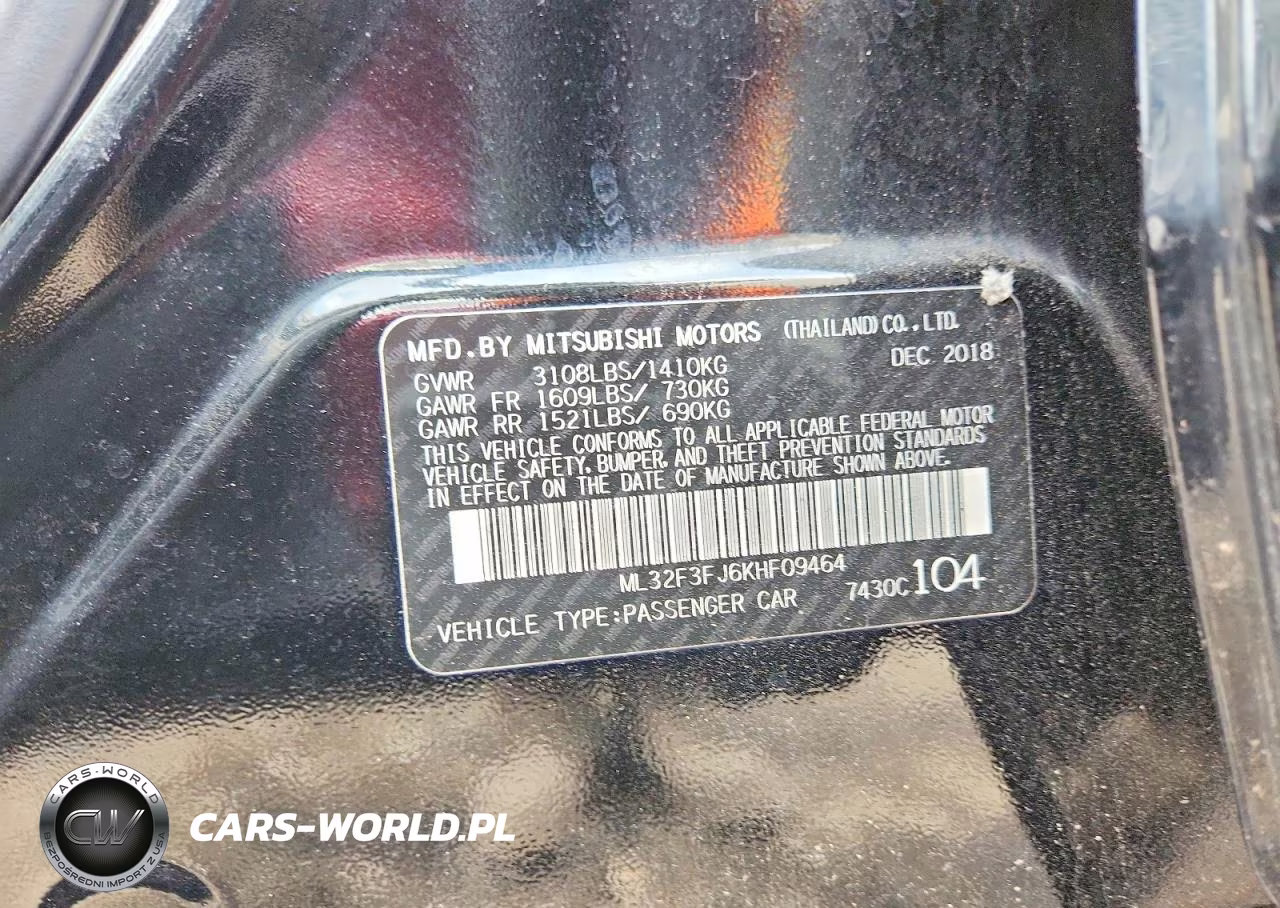 2019 Mitsubishi Mirage G4 Es VIN:ML32F3FJ6KHF09464 - 12
