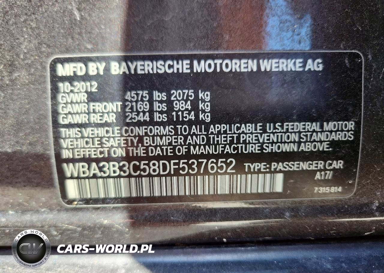 2013 BMW 3 SERIES 328I XDRIVE VIN:WBA3B3C58DF537652 - 12