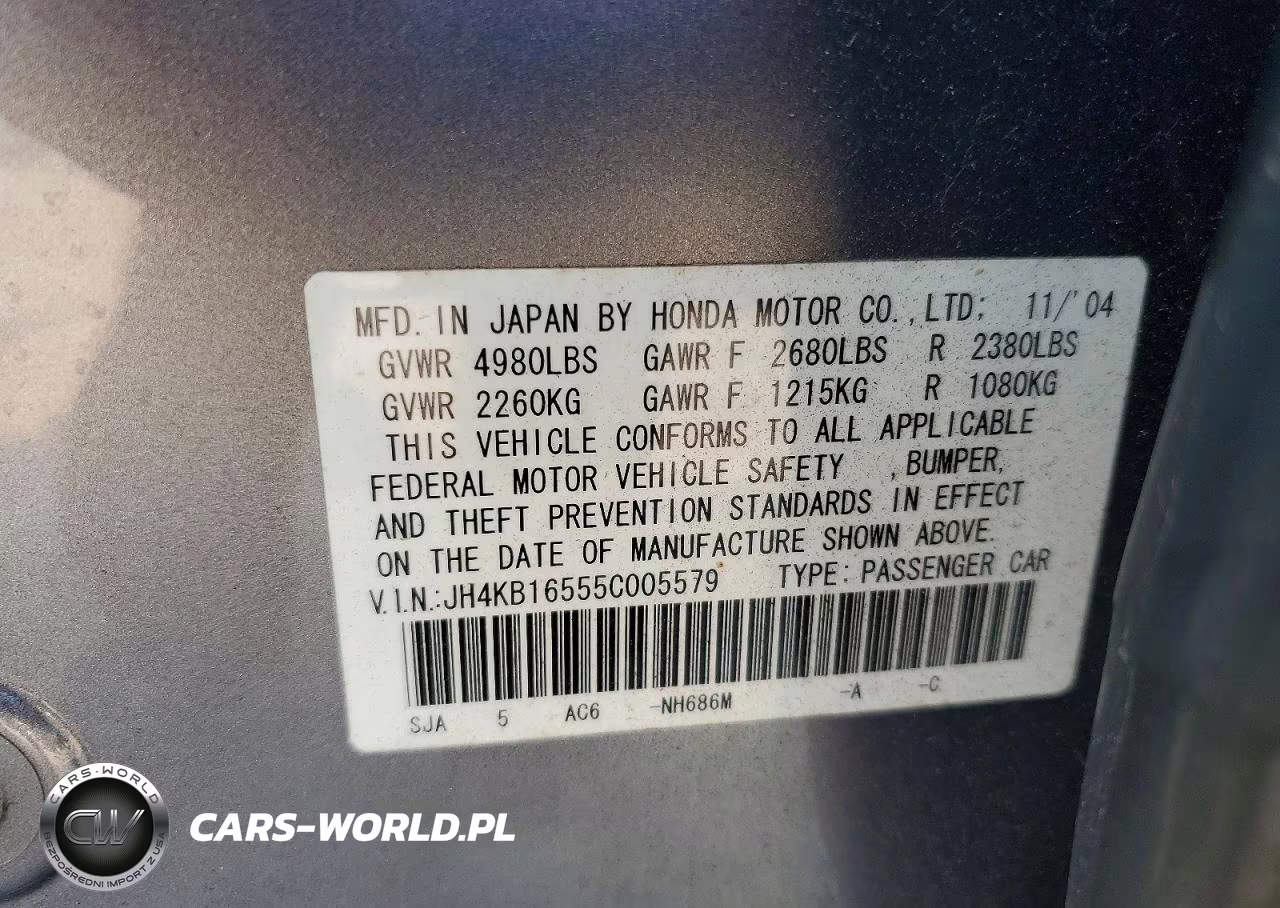 2005 Acura Rl VIN:JH4KB16555C005579 - 13