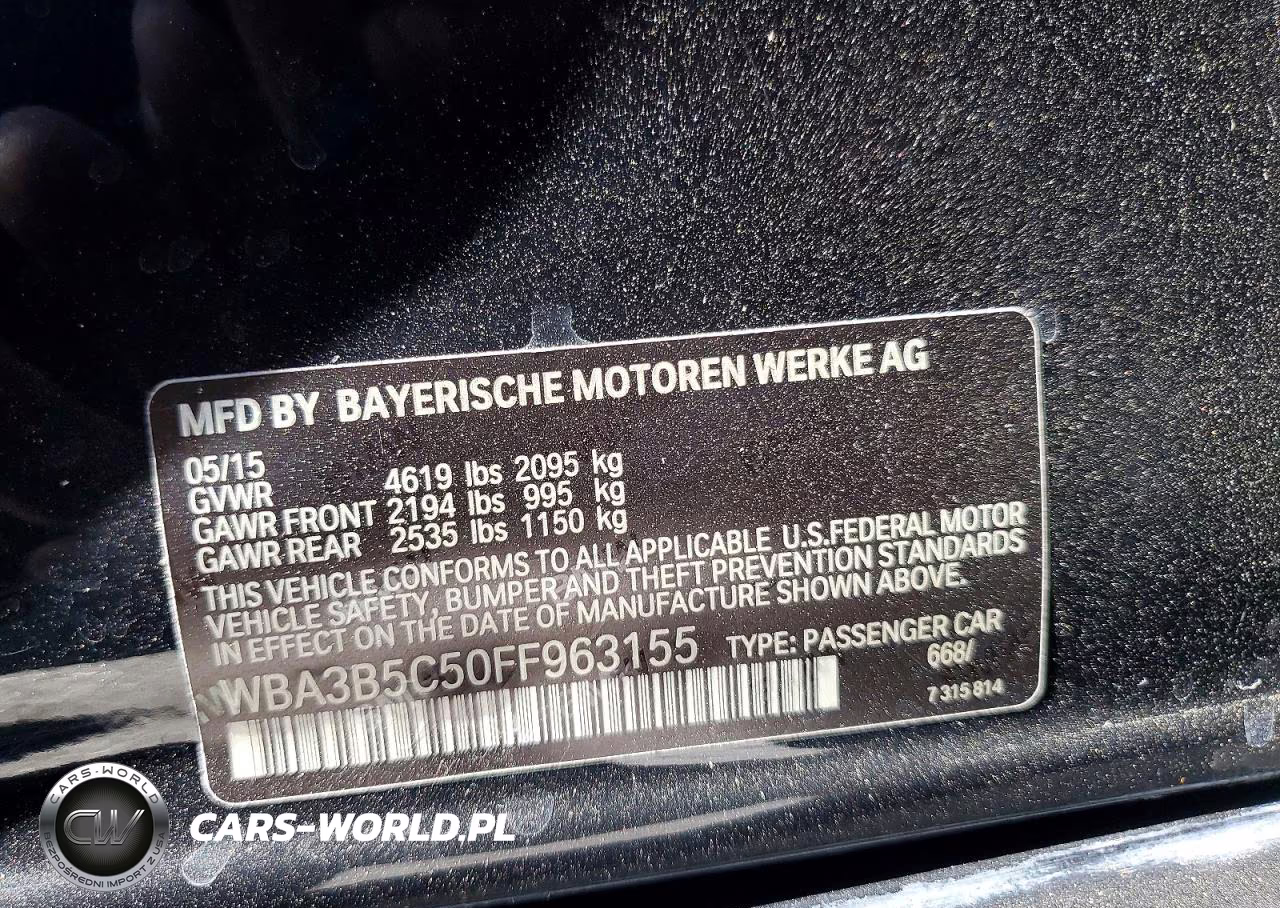 2015 BMW 328 Xi Sulev VIN:WBA3B5C50FF963155 - 12