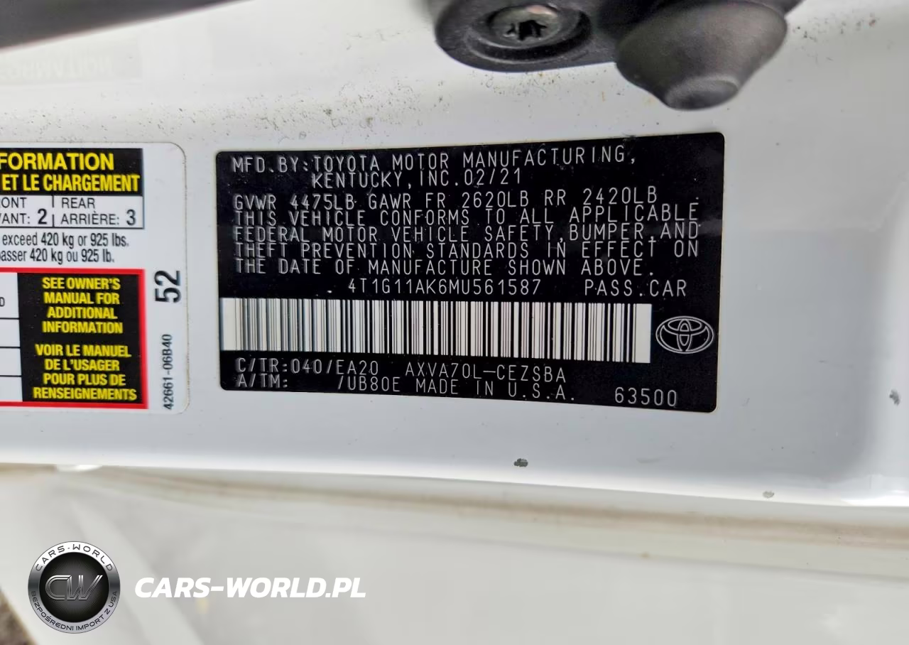 2021 Toyota Camry Se VIN:4T1G11AK6MU561587 - 12