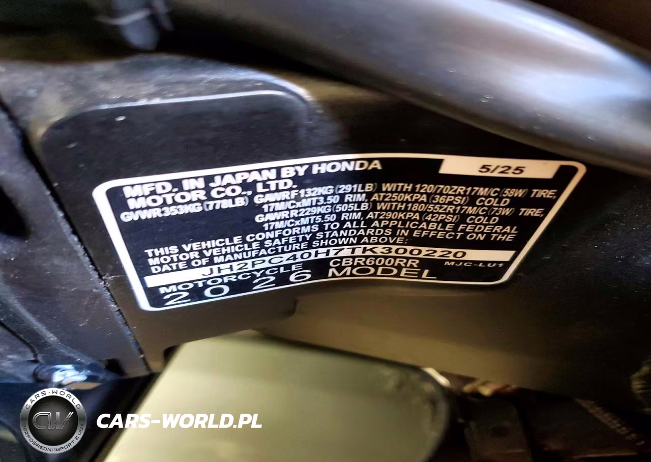 2026 Honda Cbr600 Rr VIN:JH2PC40H7TK300220 - 9