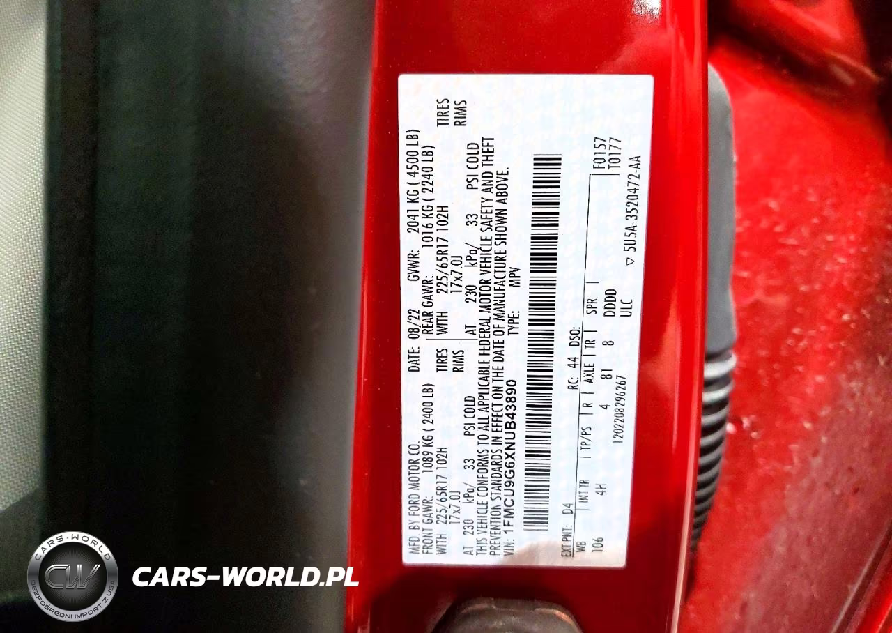 2022 Ford Escape Se VIN:1FMCU9G6XNUB43890 - 13