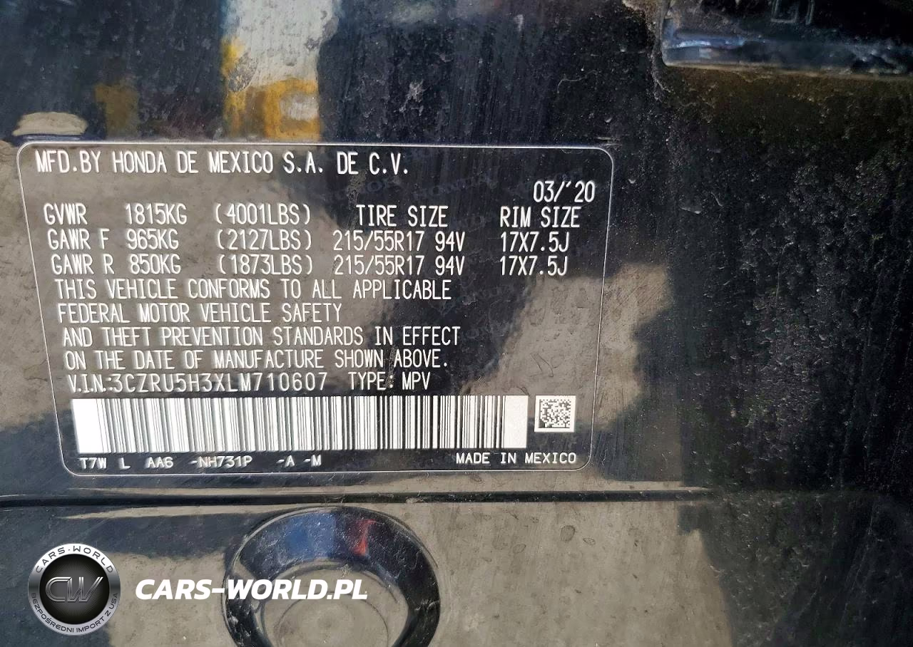 2020 Honda Hr-V Lx VIN:3CZRU5H3XLM710607 - 12