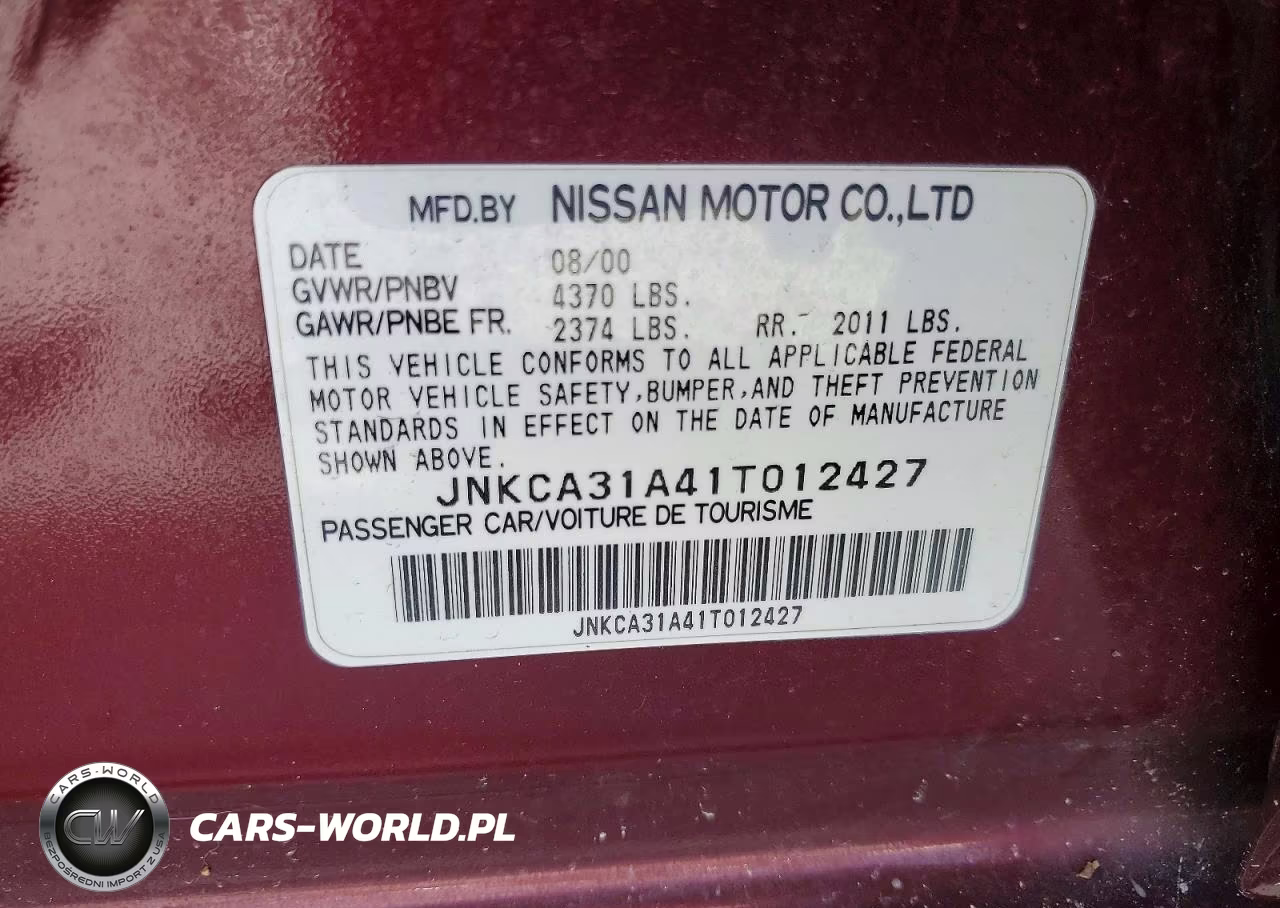 2001 Infiniti I30 VIN:JNKCA31A41T012427 - 12