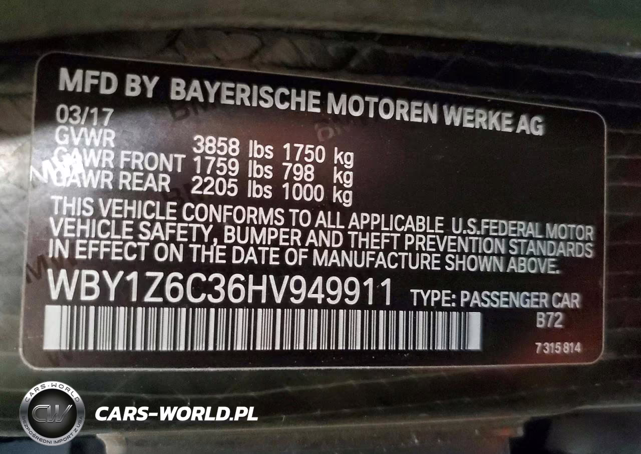 2017 BMW I3 Bev VIN:WBY1Z6C36HV949911 - 12