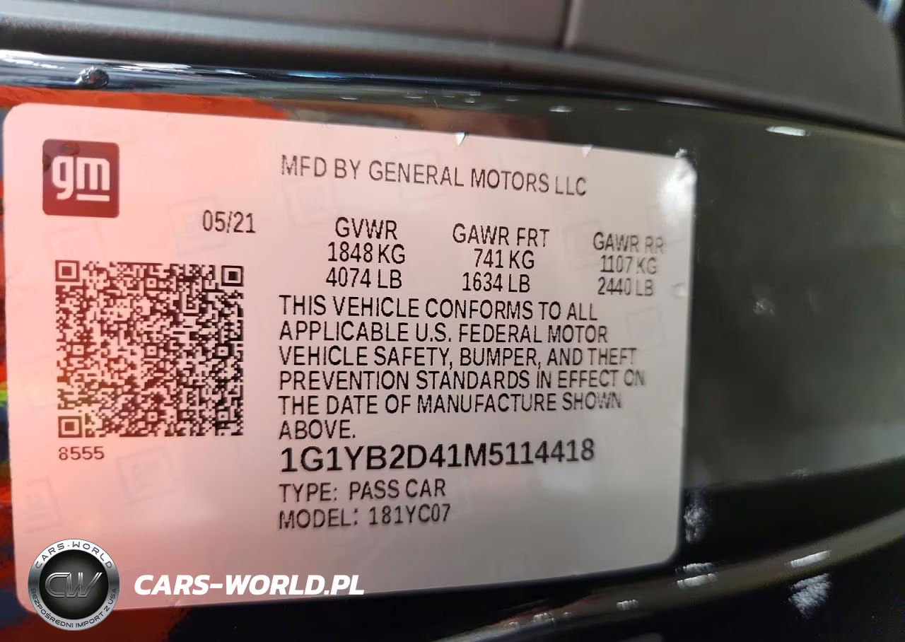 2021 Chevrolet Corvette Stingray 2Lt VIN:1G1YB2D41M5114418 - 12