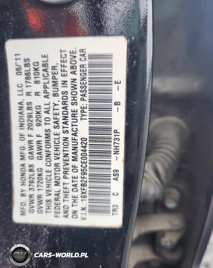 2012 Honda Civic Exl VIN:19XFB2F95CE004420 - 13