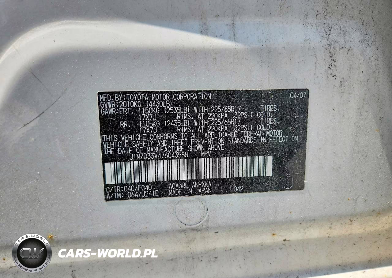 2007 Toyota Rav4 Base VIN:JTMZD33V476043588 - 13