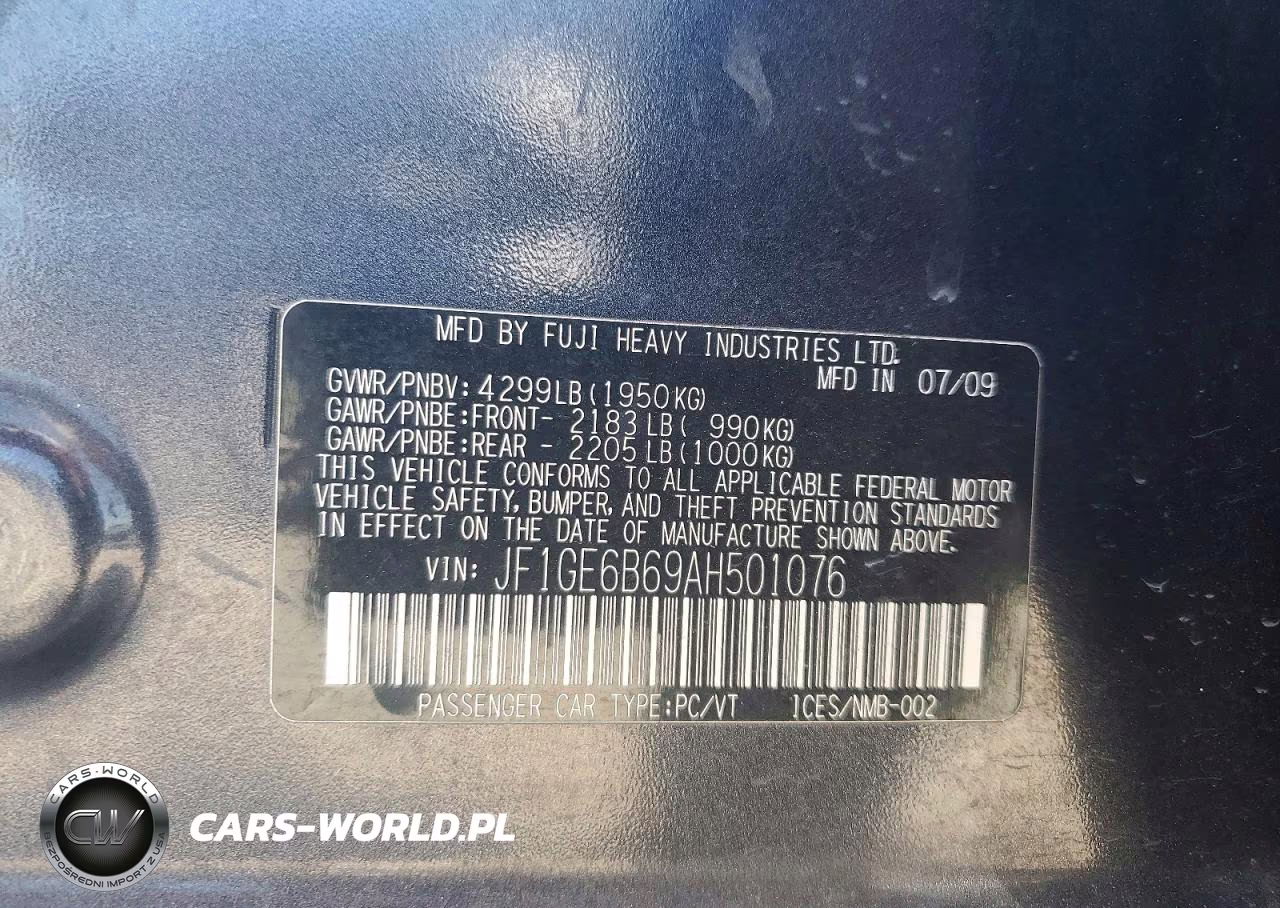 2010 Subaru Impreza 2.5I Premium VIN:JF1GE6B69AH501076 - 12