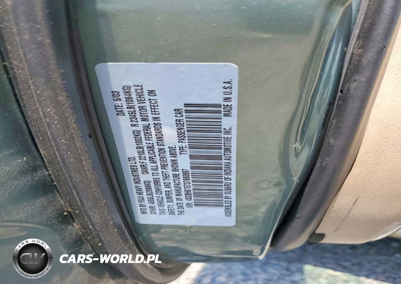 2003 Subaru Legacy Outback Awp VIN:4S3BH675737660697 - 12