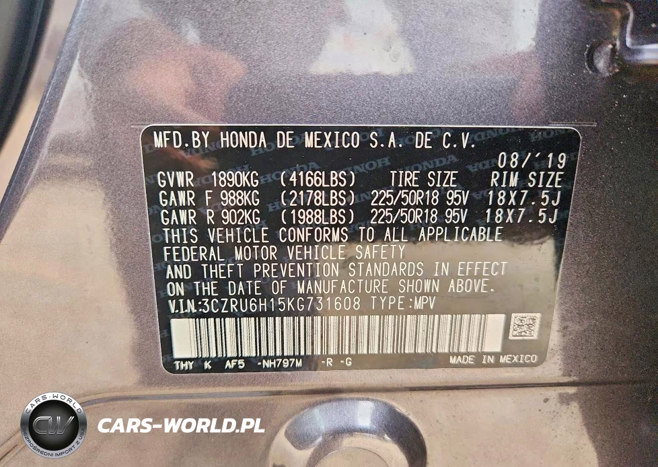 2019 Honda Hr-V Sport VIN:3CZRU6H15KG731608 - 13