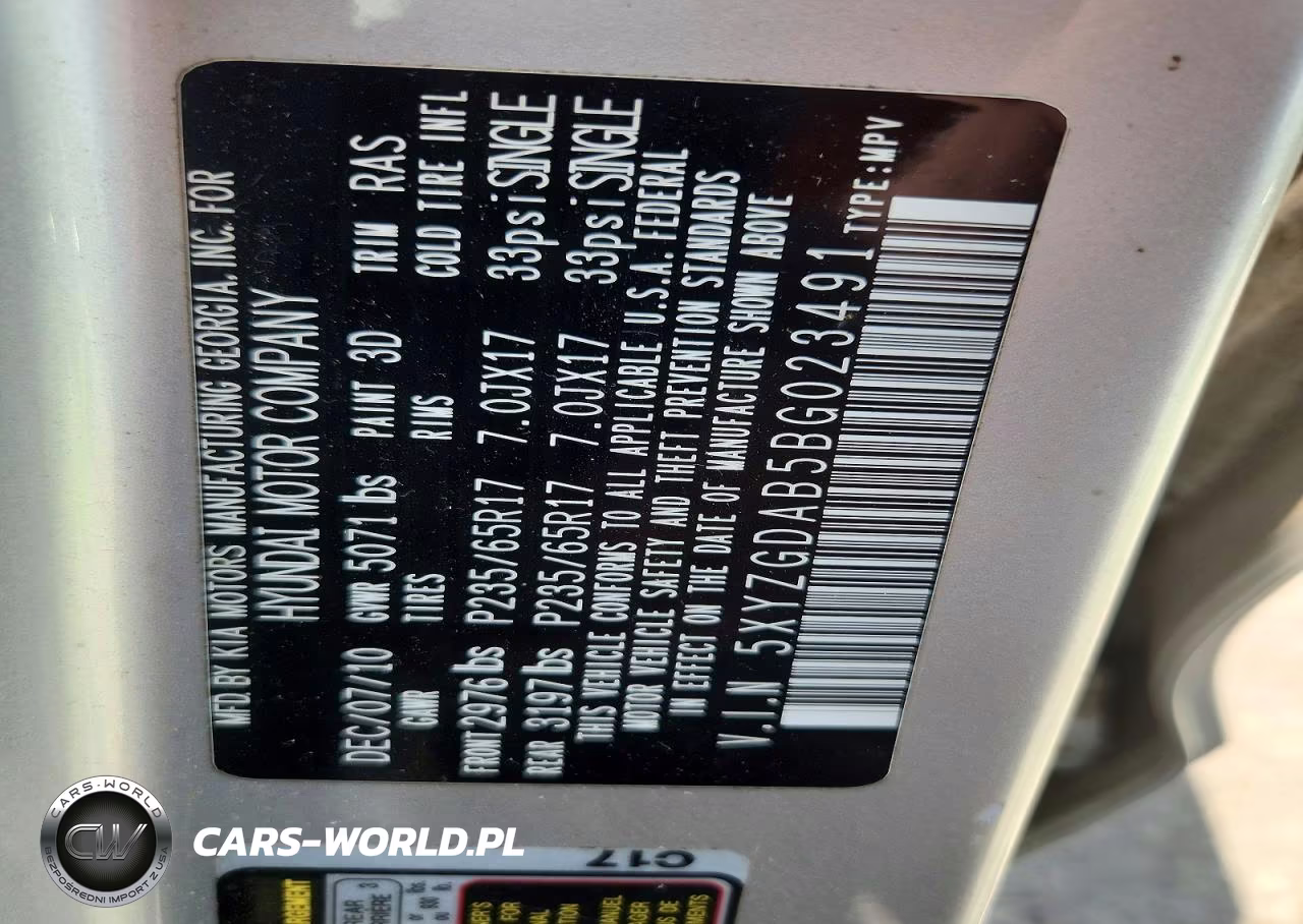 2011 Hyundai Santa Fe Gls VIN:5XYZGDAB5BG023491 - 13