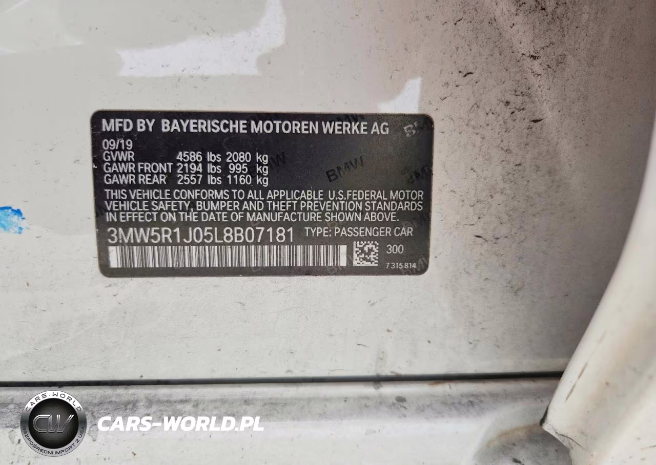 2020 BMW 330I VIN:3MW5R1J05L8B07181 - 12