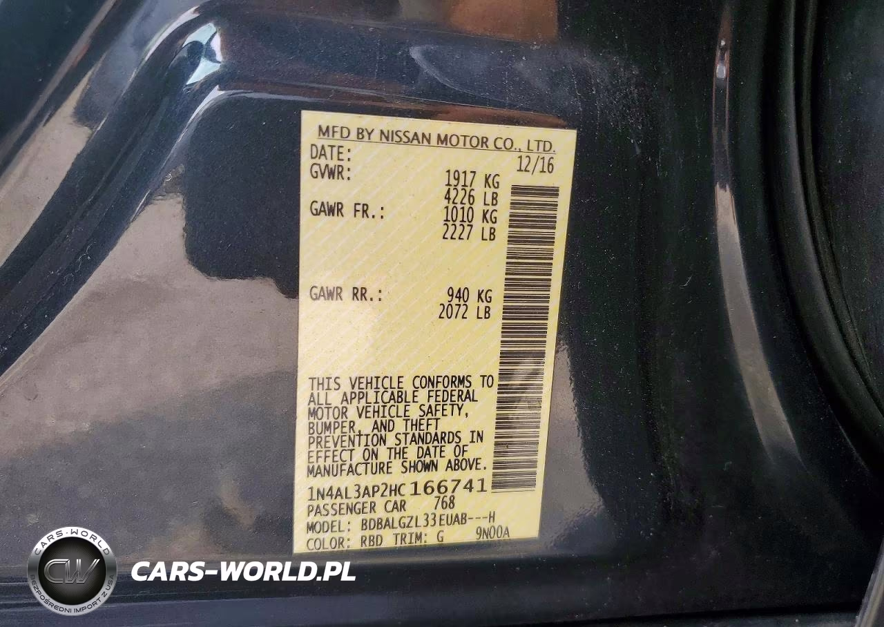 2017 Nissan Altima 2.5 S VIN:1N4AL3AP2HC166741 - 12