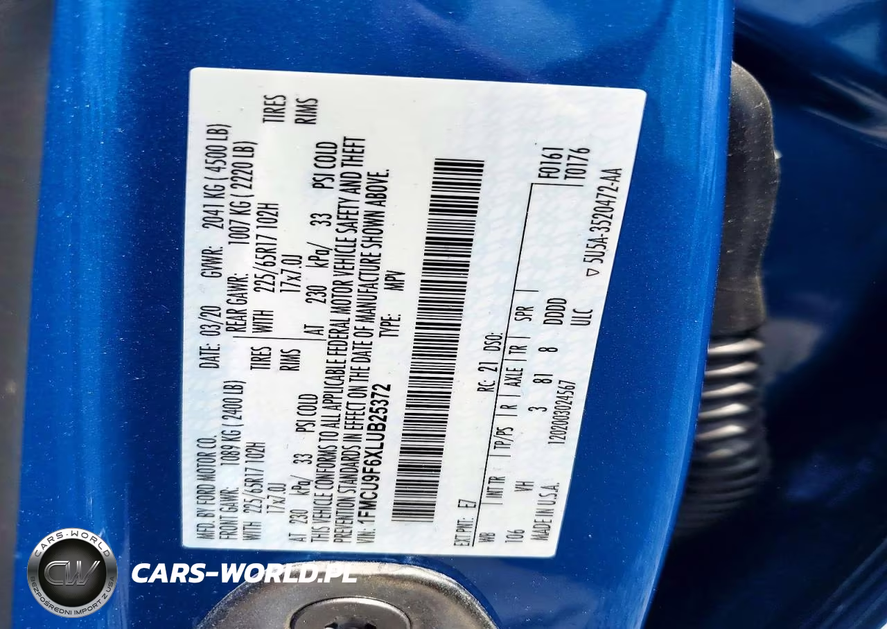 2020 Ford Escape S VIN:1FMCU9F6XLUB25372 - 13