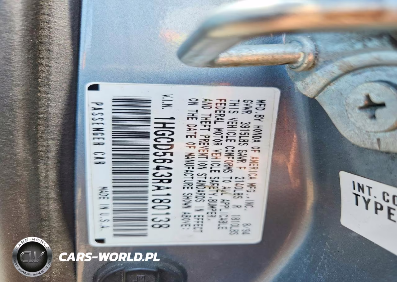 1994 Honda Accord Lx VIN:1HGCD5643RA180138 - 12