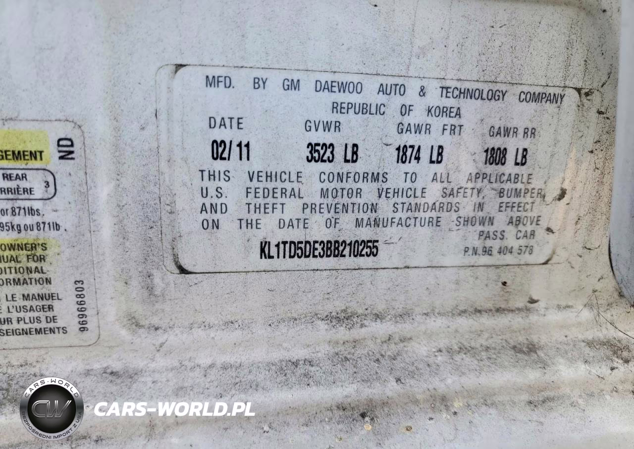 2011 Chevrolet Aveo Ls VIN:KL1TD5DE3BB210255 - 12